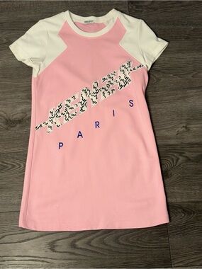 Kenzo Paris Pink Logo T-Shirt Dress Size Small Made in Portugal 100% Cotton